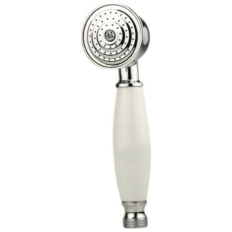Complete bathroom shower head set, anti-limescale shower head with white ceramic handle, silver shower head (1/4)