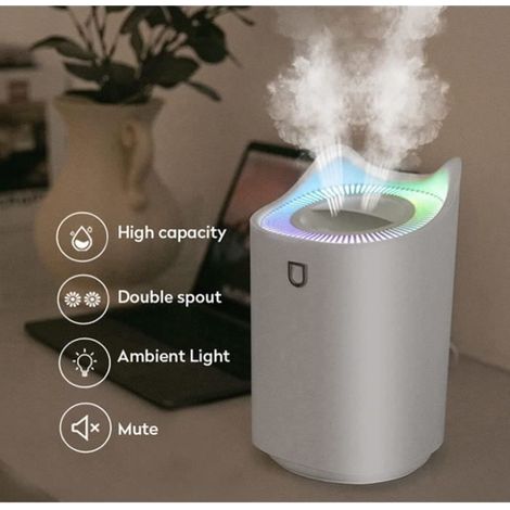Humidificateur 3L - 3 Niveaux de Brouillard - 22db - lamp colore - Blanc (1/4)