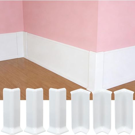 Coins de plinthe Blanche Bloc d'angle Mural Hauteur 4 Pouces 3 à l'intérieur 3 à l'extérieur Bloc Protecteur de connecteur décoratif en Plastique ABS Auto-adhésif pour Entre Le Mur et (1/5)