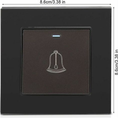 Bouton Sonnette Exterieur, 220250V Interrupteur de Sonnette à Panneau en Verre trempé Bouton Poussoir de Carillon étanche sans Fil, 3.38 inch (1/5)