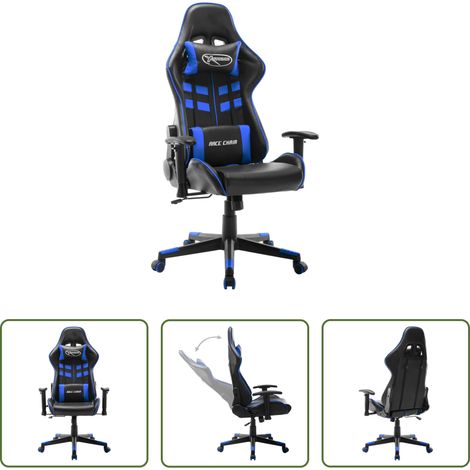 vidaXL Gamingstuhl mit Rückenlehne -  Gaming-Stuhl Schwarz und Blau Kunstleder (1/5)