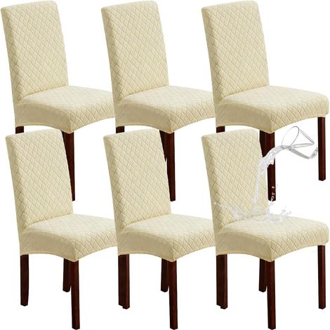 Lot de 6 Housses de Chaise Extensibles Jacquard – Cuisine et Salle à Manger, Lavables (1/5)