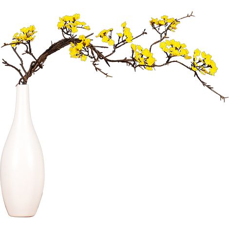 Branche de Rotin de Fleur de Cerisier de Simulation Zen, Ornement de Fausse Fleur Arrangement Floral Simple Réaliste Petite Branche Séchée Florale Salon de thé (V) (1/5)