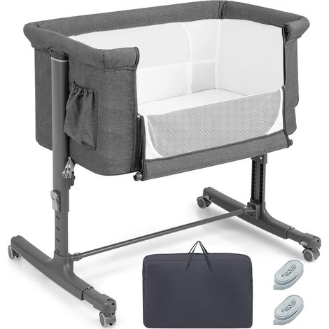 Costway – Lit cododo bébé 3 en 1 – Hauteur réglable 5 niveaux – Inclinaison 10° – Matelas confortable – Maille respirante – Sac de voyage inclus