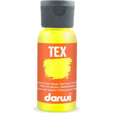 Peinture pour tissus - Jaune fluo - Opaque - Peinture à l'eau - Tex - Darwi - 50ml