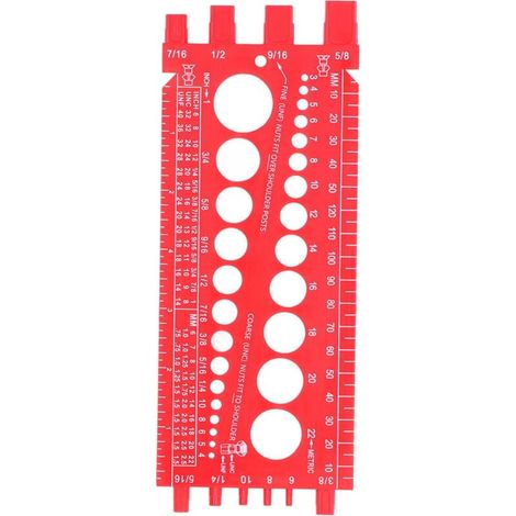 Depisuta Vérificateur de Filetage D'écrou et de Boulon. Taille de Boulon Standard et Métrique et Jauge de Filetage. Boulon de Bolt de Boulon et Jauge D'identificateur D'écrou. Recherche (rouge) (1/4)