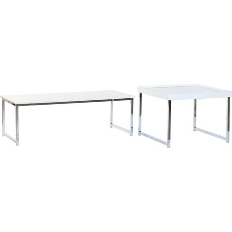 Table basse épurée et moderne pour salon chic - Blanc pur élégant et argenté (1/5)