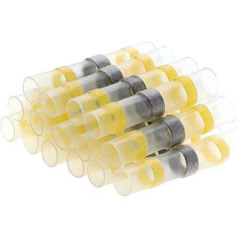50 Connecteurs Électriques Étanches à Bague de Soudure Jaune avec Gaine Thermorétractable Intégrée, Bornes Sans Sertissage pour Réparation de Câblage Auto-lsw (1/2)
