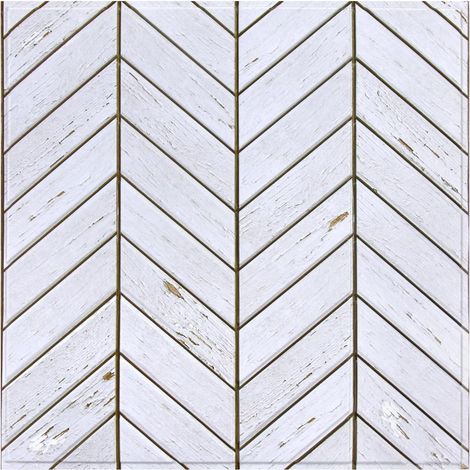 10 pièces Panneau mural 3D autocollant aspect bois 30 x 30 cm, blanc imitation bois, panneau mural PVC autocollant, pour salon, chambre, décoration murale intérieure (1/5)