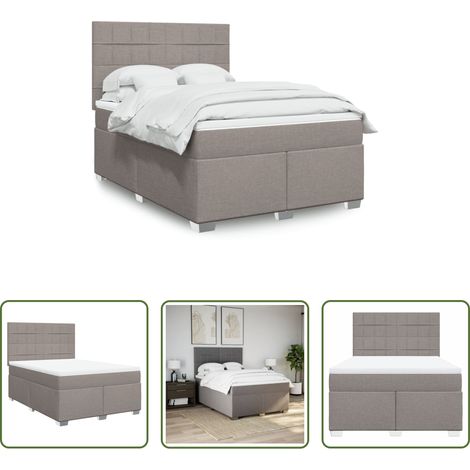 Matratze - Boxspringbett mit Matratze Taupe 140x190 cm Stoff (1/5)