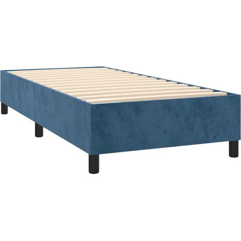 Somier de láminas con patas estructura de cama 80x200 cm tejido terciopelo azul oscuro TDL0207303 (1/5)