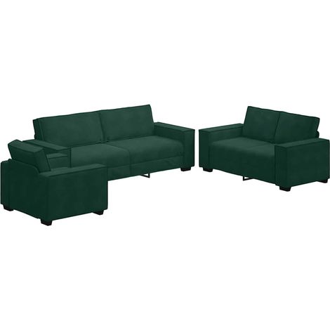 Maison Exclusive - Set di Divani 3 pz con Cuscini Verde scuro in Velluto (1/5)
