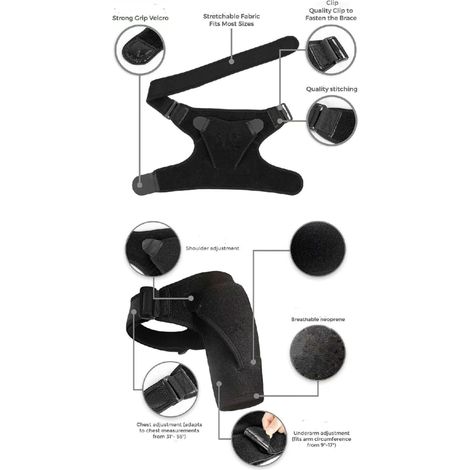 Fixateur d'épaule avec sangles réglables, protection d'épaule anti-blessure pour le fitness, respirant et stable, unisexe (noir) (1/3)