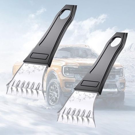 Raspador de hielo，2 piezas de raspador de hielo y nieve para parabrisas de coche，raspador de hielo profesional para coche (1/2)