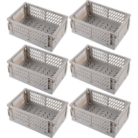 faltbare Kunststoffkisten, stapelbare Kunststoffkisten, faltbare Aufbewahrungskörbe mit Griff, Kunststoff-Aufbewahrungskorb für Schlafzimmer, Büro, Küche (Grau, 25×16×10cm) (1/5)