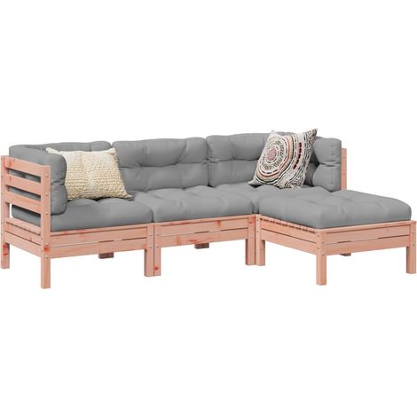 4-tlg. Garten-Sofagarnitur mit Kissen Massivholz Douglasie (1/5)