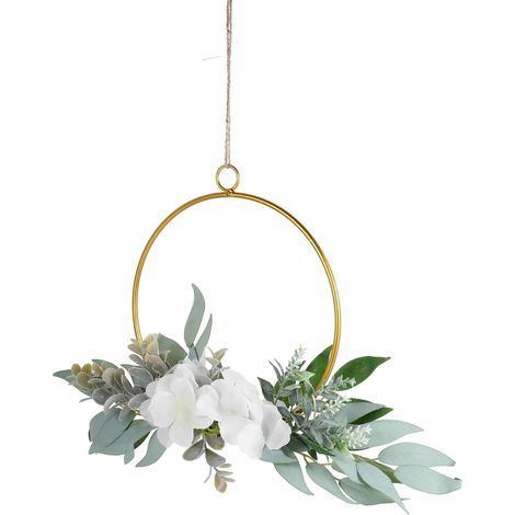 Türgirlande aus künstlichen Blumen, Metallblumengirlande, Eukalyptusblumengirlande, Hochzeitsgirlande, Türschild mit Anhänger, Wanddekoration fürs Wohnzimmer (1/5)