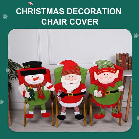 Lot de 2 housses de chaise Père Noël, décoration de Noël pour chaise (1/5)