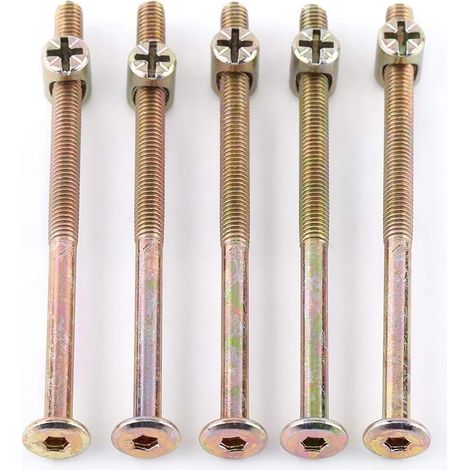 M6-Kit 10 Stück, Schraubenbolzen, versenkter Sechskant-Befestigungskopf, Kohlenstoffstahl, mit Kreuzmutter 100 mmB