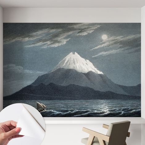 Papier peint adhésif décoratif pour salon chambre et cuisine Facile à poser avec colle Nuit de pleine lune 152x104 cm (1/5)