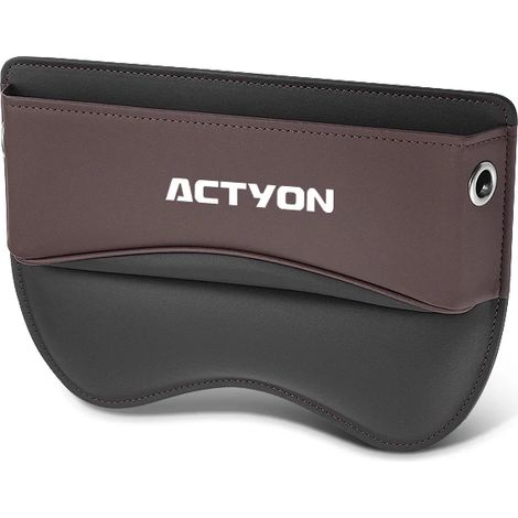 (Pour marron) Boîte de rangement pour siège auto, organisateur d'espace entre le siège et le siège, sac latéral avec passage pour câble de chargement, accessoires auto pour Ssangyong Actyon (1/5)