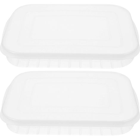 2er-Set Kühlschrankboxen, stapelbare, transparente Aufbewahrungsboxen für Meeresfrüchte-24.50X18.50X3.50CM-Transparent (1/4)