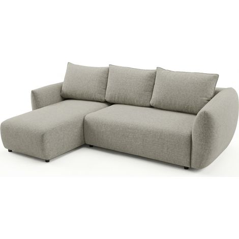 Selsey Zordo - L-Form Eckschlafsofa mit zwei Bettkästen, graubeiger Chenille links (1/5)