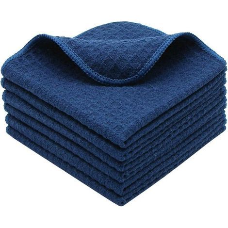 FENOPLASTICATorchons de Cuisine, Super Absorbant Microfibre Chiffon nettoyagant, Serviettes de Cuisine Douce et Lavable,Lavette Bleu Marin 6 Pack, 30cmx30cm (1/3)