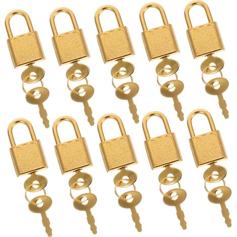 10 Mini-Goldschlösser mit Schlüssel und kleinen Vintage-Verschlüssen (1/5)