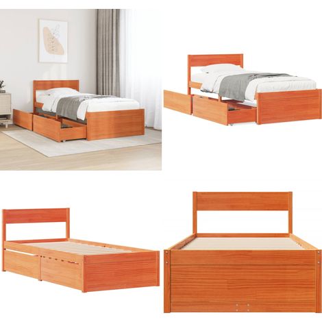 Massivholzbett ohne Matratze Wachsbraun 90x200 Kiefernholz - Massivholzbette - Holzbetten - Kiefernbett - Bettsofa - Boxspringbett - Home & Living (1/5)