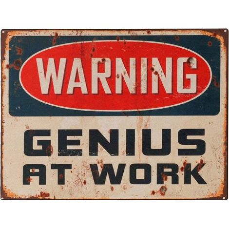 Plaque métallique à suspendre Attention génie au travail
