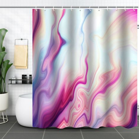 Rideau de douche effet marbre coloré, rideau de salle de bain abstrait, ensemble rideau de douche avec 12 crochets, décoration de salle de bain, 5 tailles xtl6 (1/2)