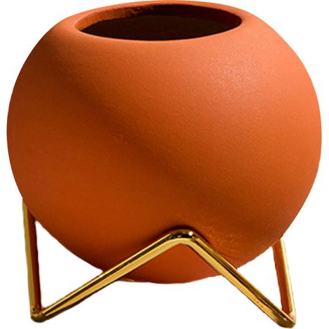 Trizal Keramik-Kunstvase – Modernes Terrakotta-Set [3 Farben: Blau, Gelb, Rot] – Maße: 10,5 x 10 x 5,5 cm, Gewicht: 355 g, sofort einsatzbereit (1/5)