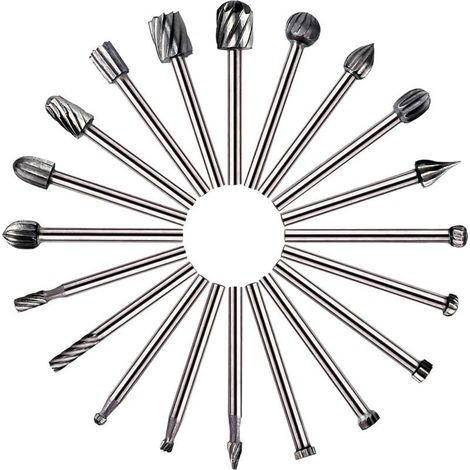 20 fresas para herramientas rotativas HSS, ideales para Dremel y otros accesorios de bricolaje, carpintería y grabado. (1/4)