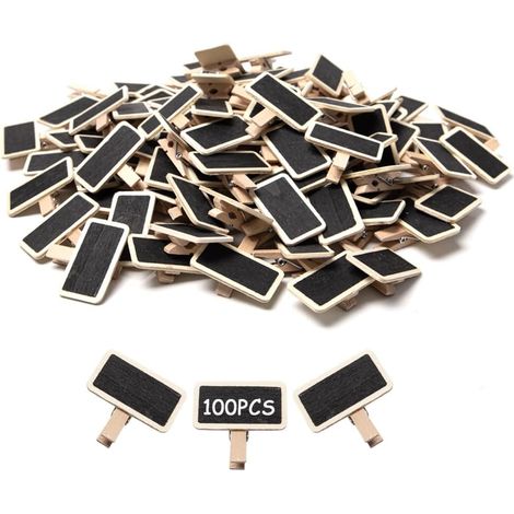 100 Pcs Mini Slate Board with Clip Price Tags Slate Rectangular Boards for Buffet, Bar, Wedding, Place Marker, Memo and Product Identification (1/5)
