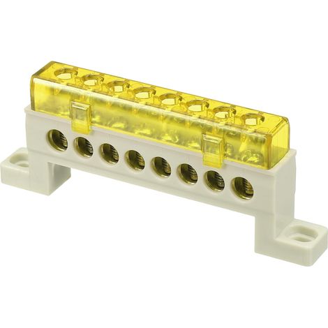 Barre De Terre À Bornes, 8 Positions Vis Barre Omnibus En Laiton, 7x11mm Bloc De Terre Pour Équipement Électrique, Boîte De Distribution, Jaune (1/5)