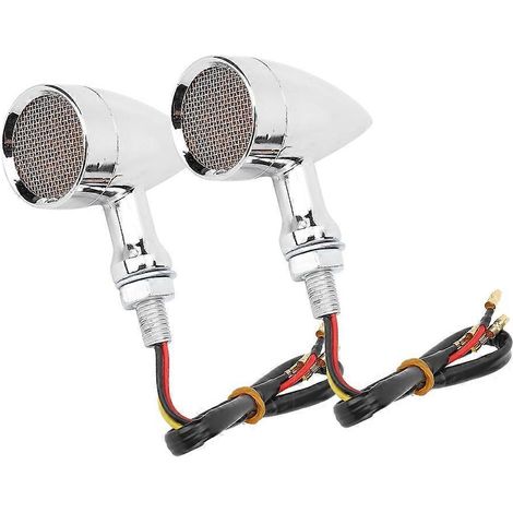 2 Stück Motorrad-Blinker, Bremslichter, Vintage-Kühlergrill-Modifikationszubehör, Weiß