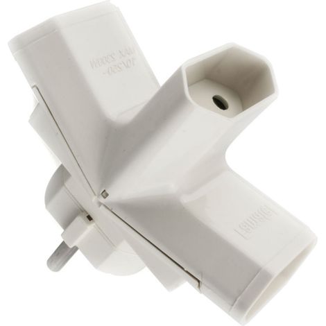 Adapter 3 Steckdosen 10a onlex weiß 4/4,8 mm abnehmbarer Blister (1/2)