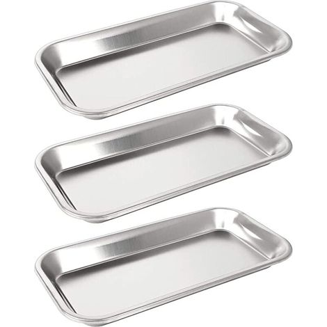 Plateau en acier inoxydable 3 pièces, plateau pour petits instruments, plateau chirurgical pour instruments de laboratoire, outils dentaires-LIAIKI (1/4)