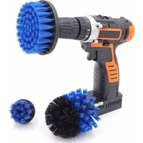 Drill Brush, 3 Pieces/Set Scrubber Electric Cleaning Brush & Power Scrubbing Brush for Patio Carpet Patio Tile Bathroom Cleaning Blue (1/5)