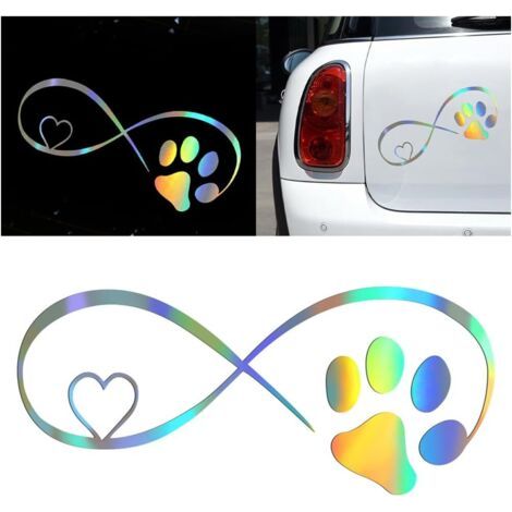 2 pièce Empreinte de Patte de Chien Autocollant de Décoration Voiture, Autocollants Coloré Laser Réfléchissant Automobile Décoration Extérieure Pour Voiture Camion Moto Portes Skateboard, Baga (1/5)