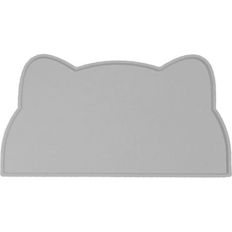 Greensen Tapis de Bol à Chat en Silicone Antidérapant de 17,3 Pouces de Long Coussinets Alimentaires pour Animaux de Compagnie avec Conception de Déversement de Bord de Bord surélevé pour (Grey) (1/5)
