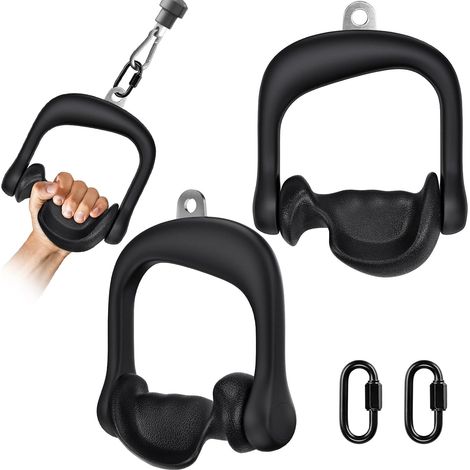 Gym Poignée, 2pcs Poignées de Résistance Poignée Tirage Musculation Accessoire pour Bande d'entraînement Système Poulie/Pilate/Yoga/Exercice Tricep Croisé/d'équipement Force 2 Mousqueton (1/5)