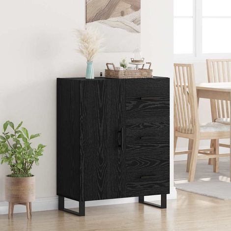 Buffet-Meuble de rangement Chêne noir 69,5 x 34 x 90 cm Bois d'ingénierie et fer 175538 (1/5)