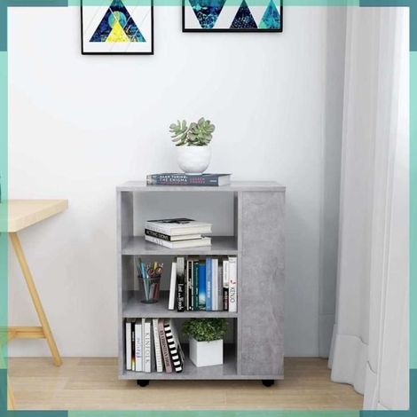 808453 Armoire à roulettes Gris béton 60x35x75 cm Bois d’ingénierie (1/5)