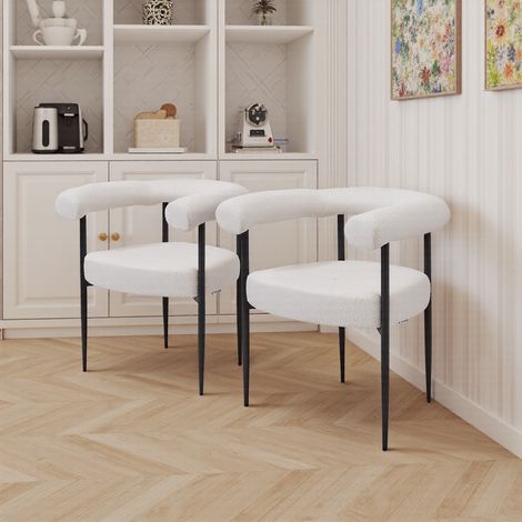 Set of 2 Modern Dining Chairs with Black Metal Legs (1/3)