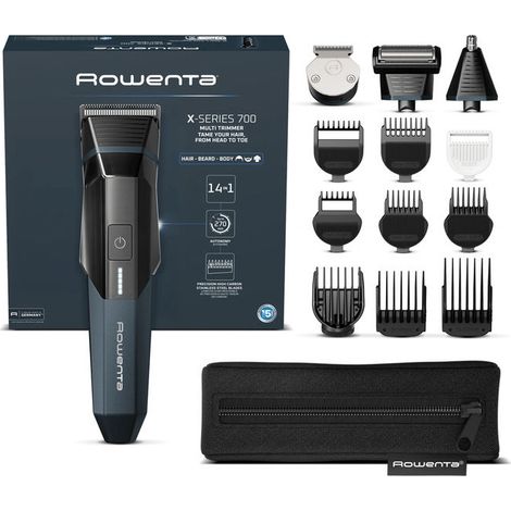 Rowenta X Series 700 Regolabarba Multifunzione 14-in-1 da Uomo, Lame Autoaffilanti in Acciaio Inox ad Alto Tenore di Carbonio, TN9650