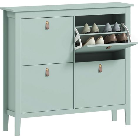 Étagère à chaussures étroite à 4 tiroirs pour 20 paires de chaussures, pointure 44 (EU), étagères réglables, 105 x 24 x 95,5 cm, verte