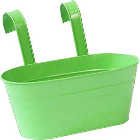 Hängender Pflanzkübel aus Eisen, ovaler Blumentopf, dekorative Blumenhalterung für Fenster, Garten, Terrasse und Büro-Dark Green (1/5)