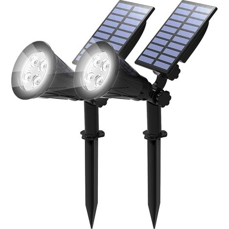 lampes solaires étanches pour extérieur, 2 modes d'éclairage optionnels, angle réglable à 180°, éclairage d'entrée, de cheminée ou de jardin (lumière blanche) (1/5)
